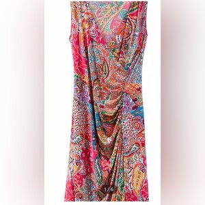 ✨⚡️💥Ralph Lauren Pink Teal Paisley Surplice V Neck Sleeveless
